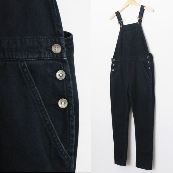 Hudson London Overalls S in Night Train Faded Blue Black Denim Relaxed Fit $245 - Picture 13 of 16